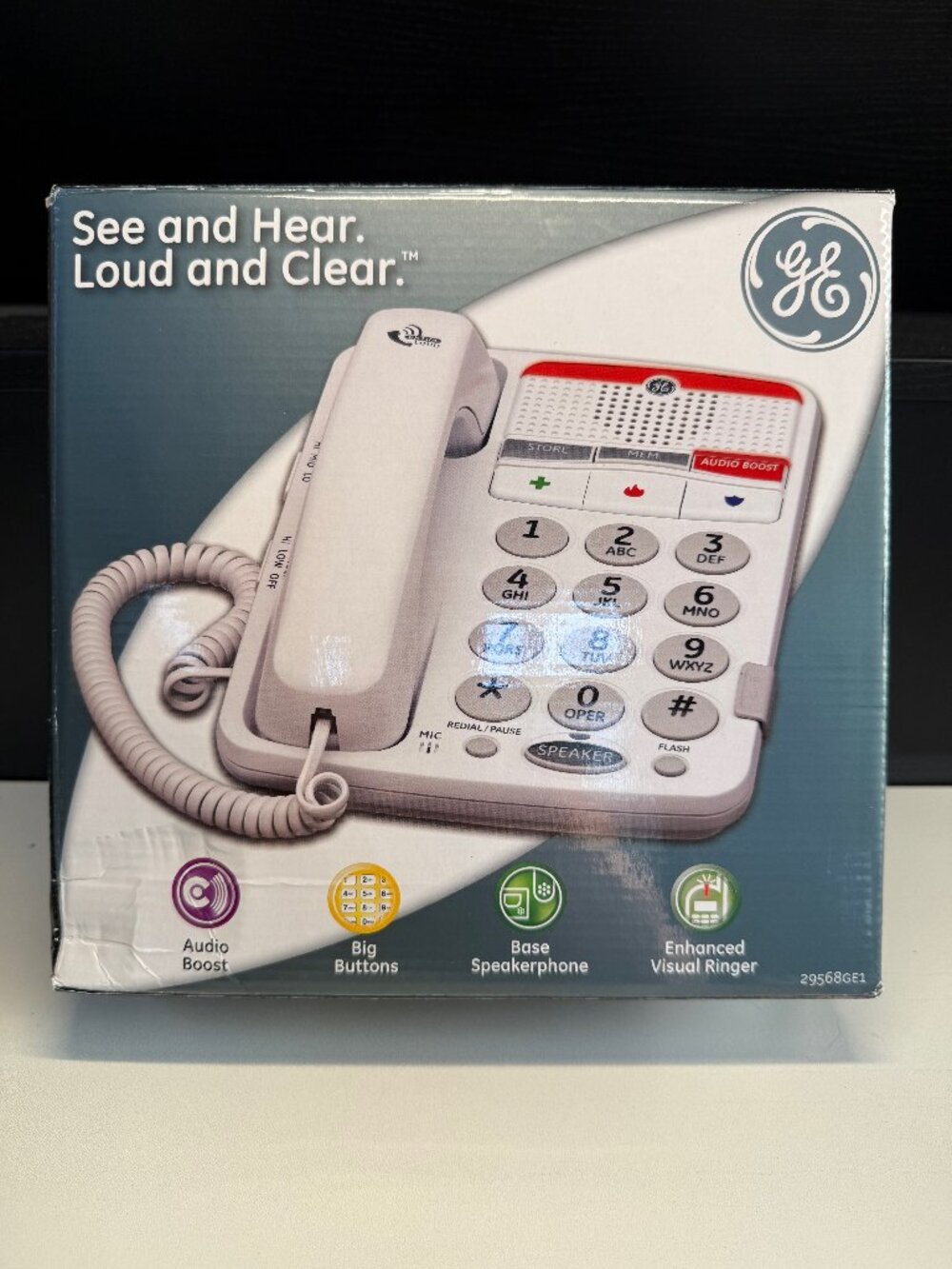 GE See & Hear Loud & Clear Corded Telephone